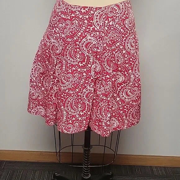 Tommy Hilfiger Red Paisley Pleated Tulip Cowgirl VTG Y2K Skirt Women's Size 6 - Picture 1 of 3
